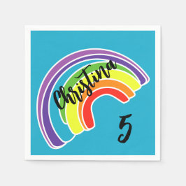 Vijf jaar oud regenboog verjaardagsfeestje servet