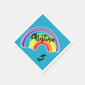 Vijf jaar oud regenboog verjaardagsfeestje servet (Hoek)