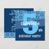 Vijf jaar oude blauwe sterren voor jongen W727 Kaart (Voorkant / Achterkant)