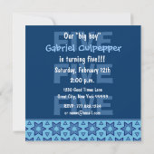 Vijf jaar oude blauwe sterren voor jongen W727 Kaart (Achterkant)