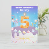 Vijf jaar oude Happy Birthday-kaart op maat (Staand voorkant)