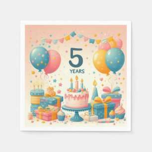 Vijf jaar oude verjaardag servet