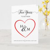 Vijf jaar samen 5e bruiloft Jubileum Kaart (Gele Bloem)