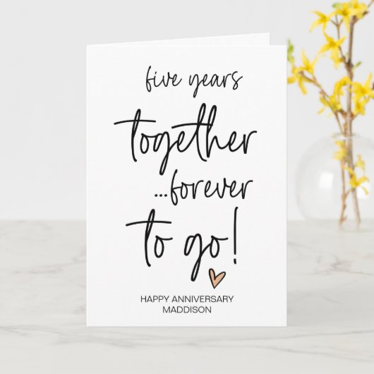 Vijf jaar samen bruiloft Jubileum man Kaart (Gele Bloem)