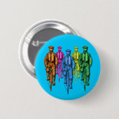 vijf jongens op fietsenillustratie ronde button 5,7 cm (Voorkant /achterkant)