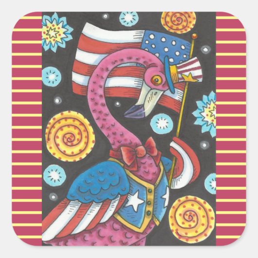 VIJF JULI PINK FLAMINGO STICKERS Square * Datablad (Voorkant)