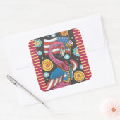 VIJF JULI PINK FLAMINGO STICKERS Square * Datablad (Envelop)