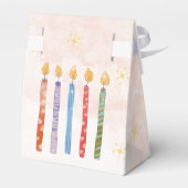 Vijf kaarsen die op zaterdag zijn bedankdoosjes (Achterkant)