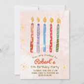 Vijf Kaarsen Kinder 5e verjaardag Uitnodiging (Voorkant)