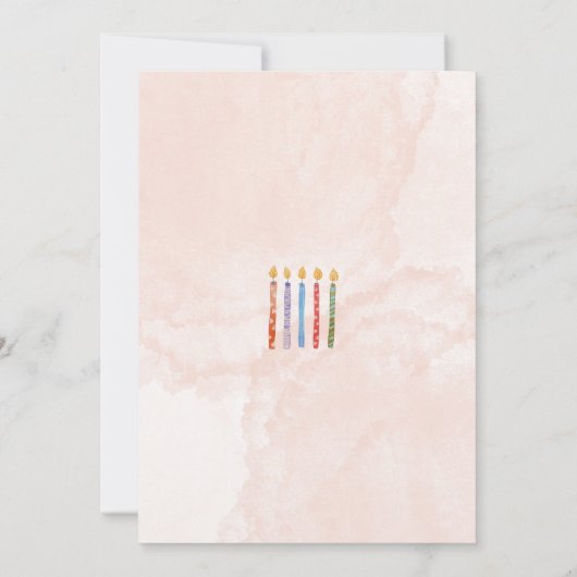 Vijf Kaarsen Kinder 5e verjaardag Uitnodiging (Achterkant)