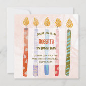 Vijf Kaarsen Kinder 5e verjaardag Uitnodiging (Voorkant)