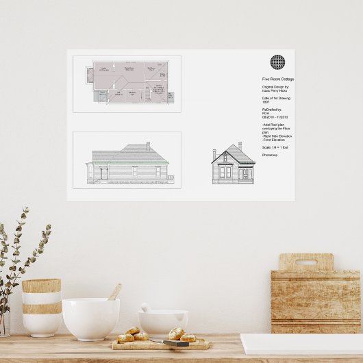 Vijf kamerdikte poster (Keuken)