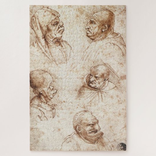 Vijf karikaturale hoofden (c.1490): Leonardo da Vi Legpuzzel (Verticaal)