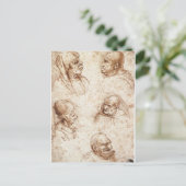 Vijf karikatuurhoofden van Leonardo da Vinci Briefkaart (Staand voorkant)