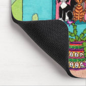 Vijf Katten bij een Aqua Adobe House Muismat (Hoek)