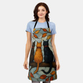 Vijf katten op een tak in glas-in-loodstijl schort (Gedragen)