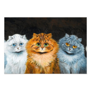 Vijf katten van Louis Wain Foto Afdruk