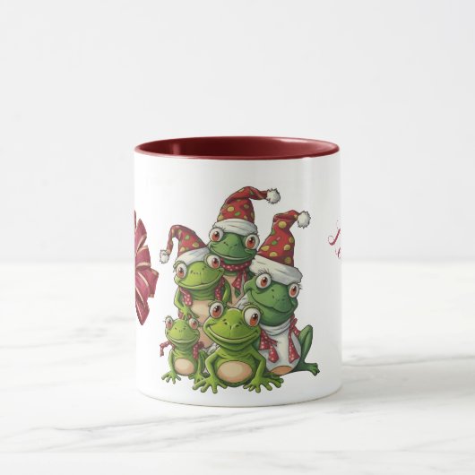 Vijf Kerst Kikkers met Santa Hat Mok (Midden)