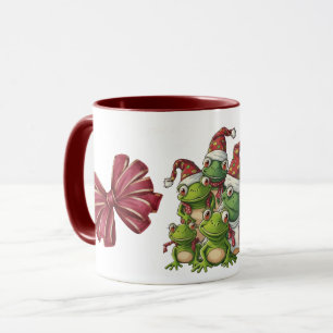 Vijf Kerst Kikkers met Santa Hat Mok