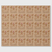 Vijf kerstkoekvormen van peperkoek & tekst cadeaupapier (Vlak)