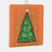 Vijf kerstversiering met gouden ringen keramisch ornament (Rechts)