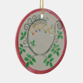 Vijf kerstversiering met gouden Ringen Keramisch Ornament (Rechts)