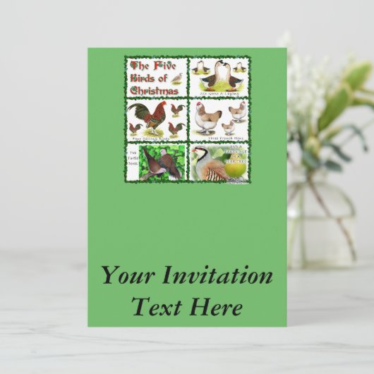 Vijf kerstvogels kaart (Staand voorkant)