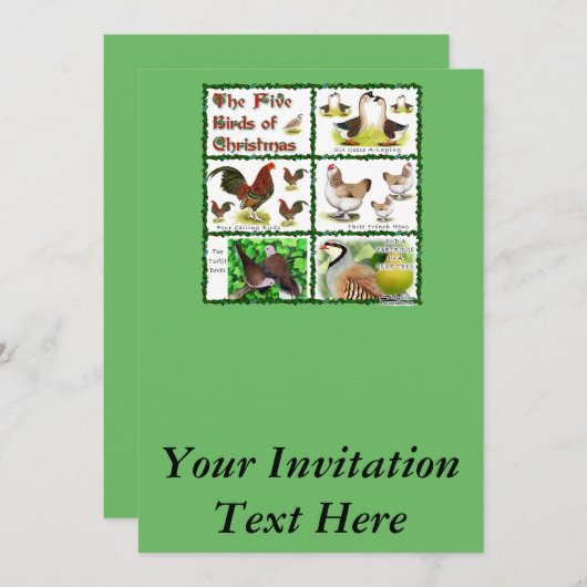 Vijf kerstvogels kaart (Voorkant / Achterkant)