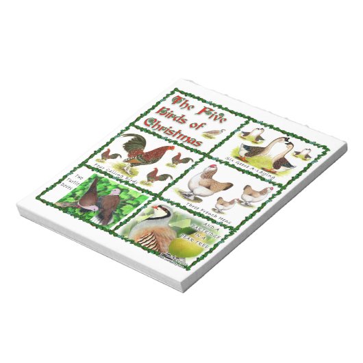 Vijf kerstvogels notitieblok (Linkerzijde)