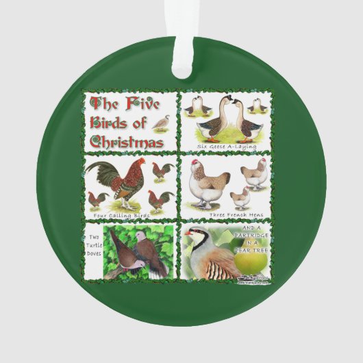 Vijf kerstvogels ornament (achterkant)
