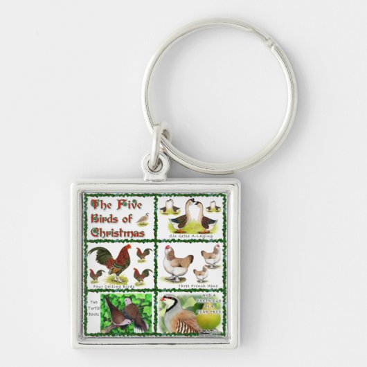Vijf kerstvogels sleutelhanger (Voorkant)