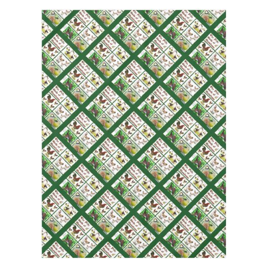 Vijf kerstvogels tafelkleed (Voorkant)
