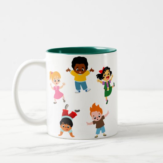 Vijf Kinder Cartoon Mok (Links)