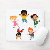 Vijf Kinder Cartoon Mousepad Muismat (Met muis)