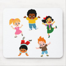 Vijf Kinder Cartoon Mousepad