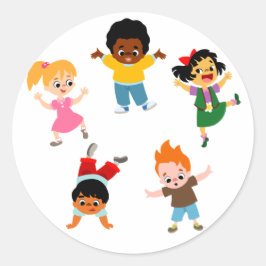 Vijf Kinder Cartoon Sticker
