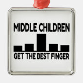 Vijf kinderen middelste kind middelvinger grap metalen ornament (Voorkant)