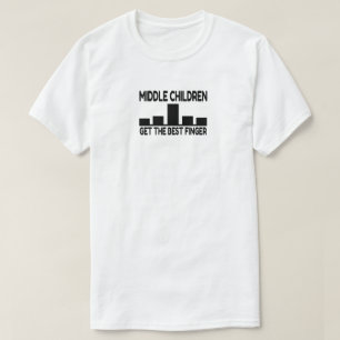 Vijf kinderen middelste kind middelvinger grap t-shirt