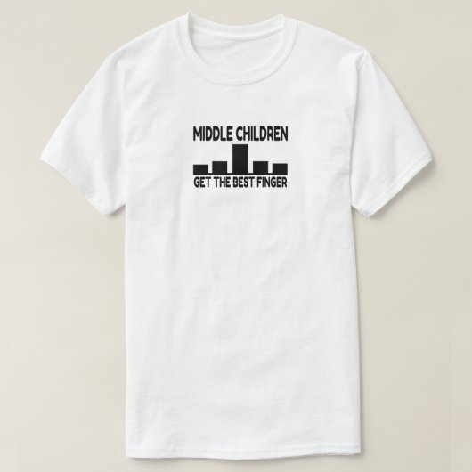Vijf kinderen middelste kind middelvinger grap t-shirt (Design voorkant)