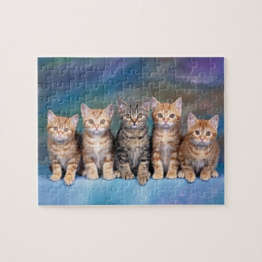 Vijf Kittens in een Row Puzzle Legpuzzel (Horizontaal)