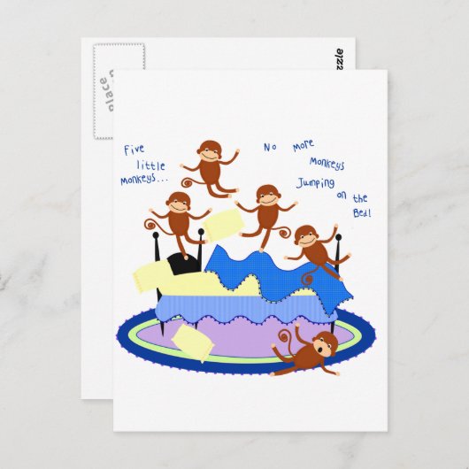 vijf kleine apen briefkaart (Voorkant / Achterkant)