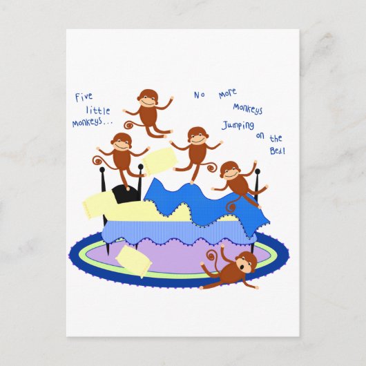vijf kleine apen briefkaart (Voorkant)