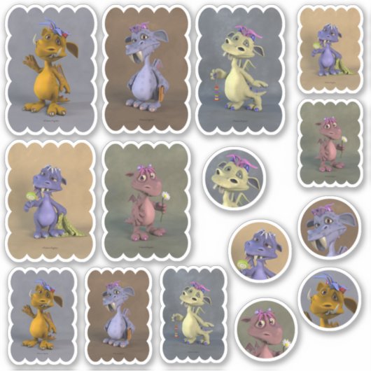 Vijf kleine draken sticker (Voorkant)