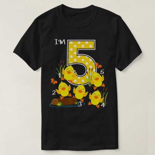 Vijf kleine eenden Kinder Nursery Song 5e verjaard T-shirt (Design voorkant)