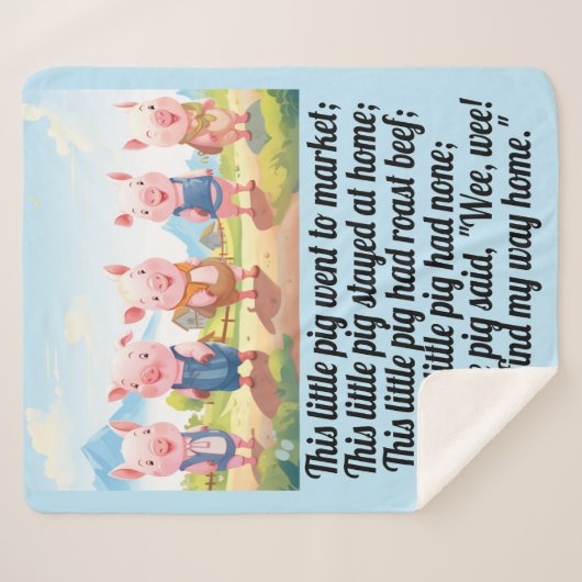 Vijf kleine varkens - kinderrijmpje Sherpa deken (Voorkant (horizontaal))