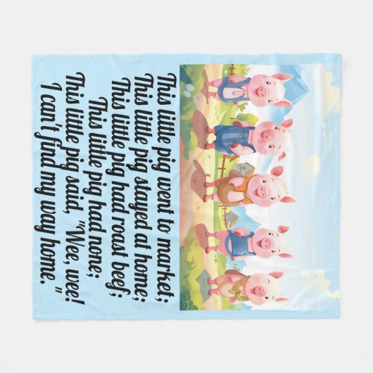 Vijf kleine varkens - kwekerij rijm fleece deken (Voorkant (Horizontaal))