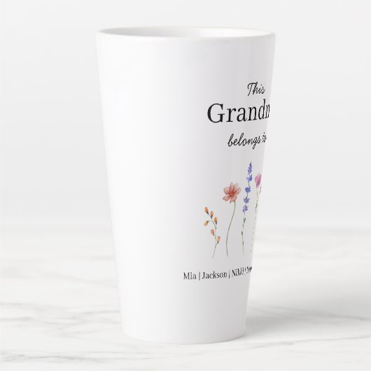 Vijf kleinkinderen gepersonaliseerd latte mok (Voorkant)