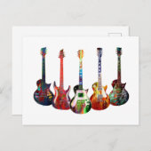 Vijf kleurige gitaren briefkaart (Voorkant / Achterkant)