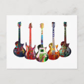 Vijf kleurige gitaren briefkaart (Voorkant)