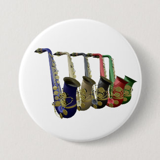 Vijf kleurige saxophones Button badge Name Tag